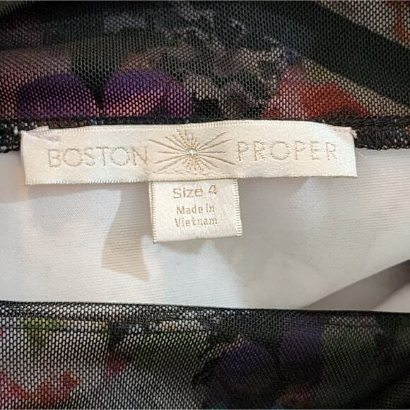 BOSTON PROPER floral mesh midi bodycon dress size 4 small - Picture 7 of 7